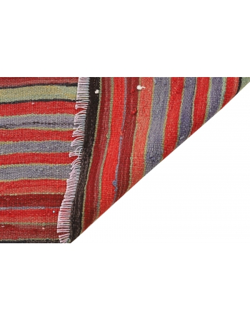 Striped Vintage Turkish Kilim Rug - 5`2