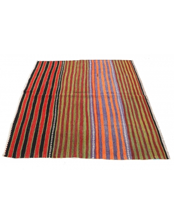 Square Striped Vintage Kilim Rug - 4`11