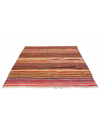 Decorative Striped Vintage Kilim Rug - 5`10