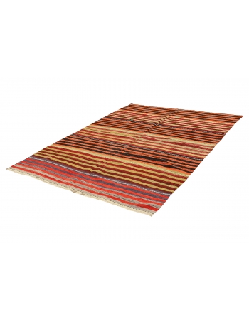 Decorative Striped Vintage Kilim Rug - 5`10