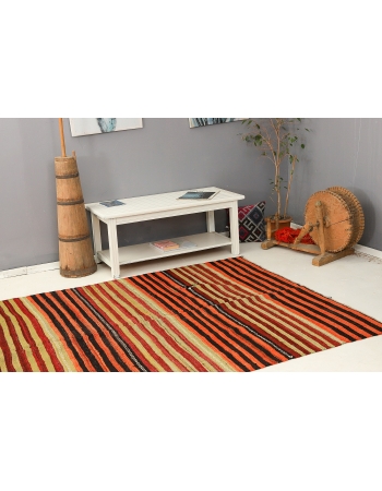 Decorative Striped Vintage Kilim Rug - 5`10