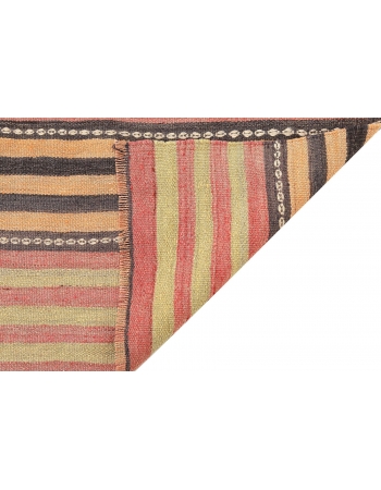 Faded Striped Vintage Turkish Kilim Rug - 5`9