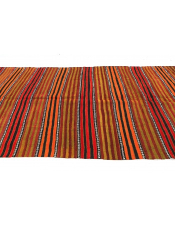 Striped Vintage Turkish Kilim Rug - 5`1