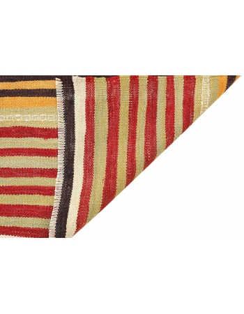 Yellow & Red & Green Striped Vintage Kilim - 5`1