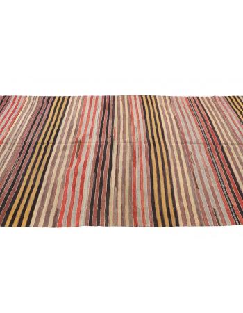 Striped Vintage Turkish Kilim Rug - 5`1