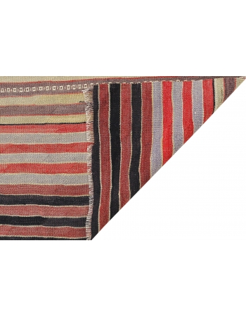 Striped Vintage Turkish Kilim Rug - 5`1