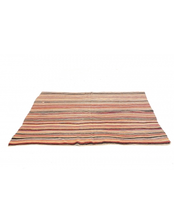 Striped Vintage Turkish Kilim Rug - 4`6