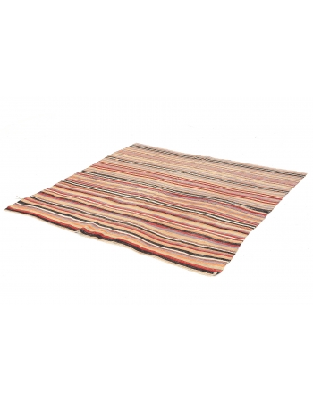 Striped Vintage Turkish Kilim Rug - 4`6