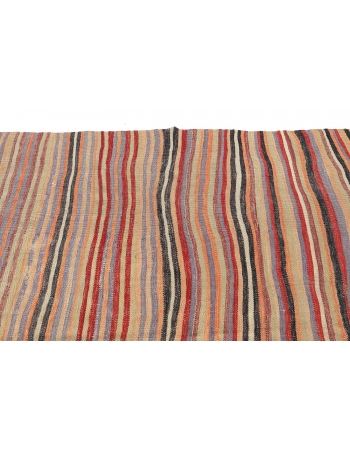 Striped Vintage Turkish Kilim Rug - 4`6