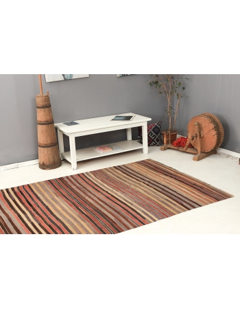 Striped Vintage Turkish Kilim Rug - 4`10