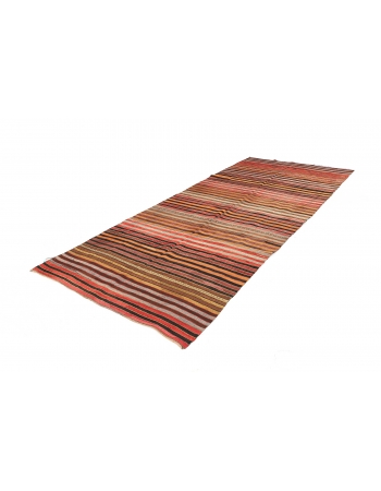 Vintage Striped Turkish Kilim Rug - 4`11