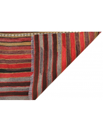 Vintage Striped Turkish Kilim Rug - 4`11