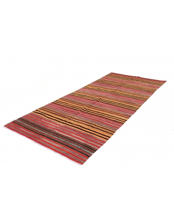 Striped Vintage Turkish Kilim Rug - 4`7