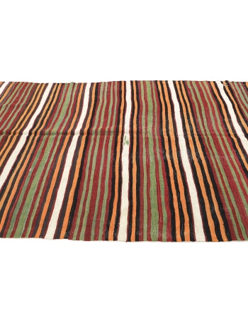 Striped Vintage Turkish Kilim Rug - 5`8