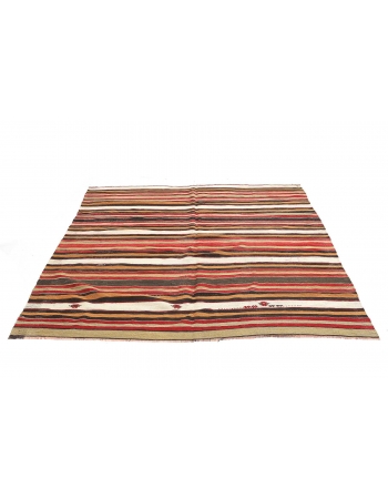 Striped Vintage Turkish Kilim Rug - 5`4