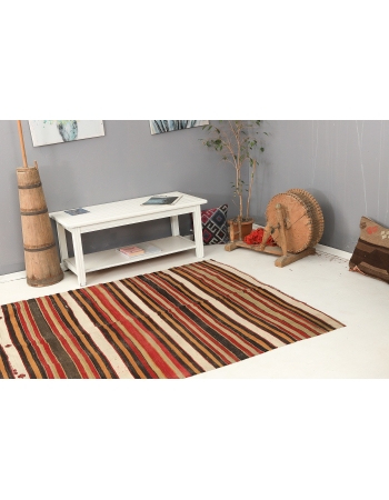 Striped Vintage Turkish Kilim Rug - 5`4