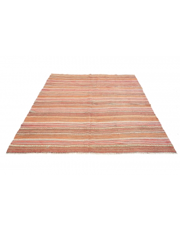 Striped Vintage Turkish Kilim Rug - 5`4