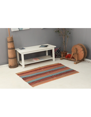 Small Colorful Striped Kilim Rug - 3`3