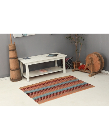 Small Colorful Striped Kilim Rug - 3`3