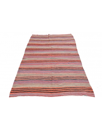 Vintage Turkish Striped Kilim Rug - 4`11