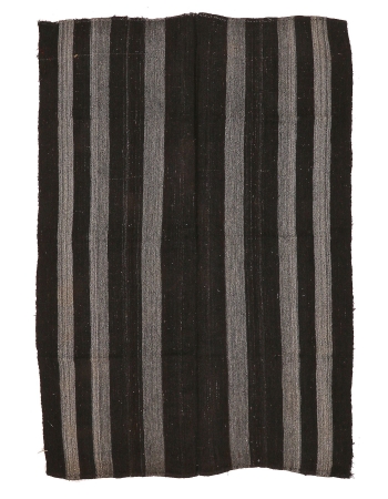 Brown & Gray Vintage Kilim Rug - 6`4" x 8`6"