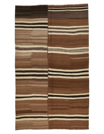 Brown Striped Vintage Kilim Rug - 6`2