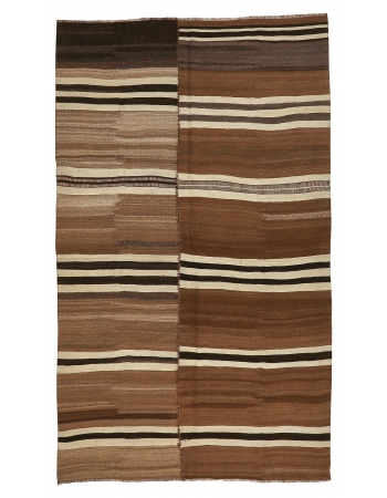 Brown Striped Vintage Kilim Rug - 6`2