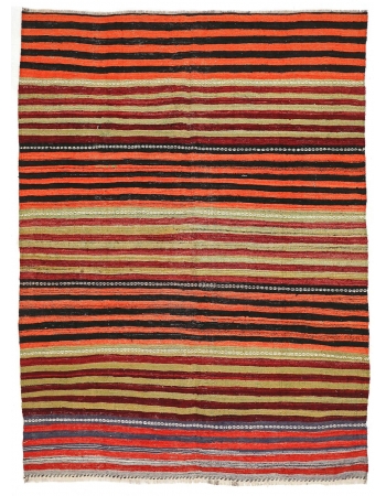 Decorative Striped Vintage Kilim Rug - 5`10" x 7`11"