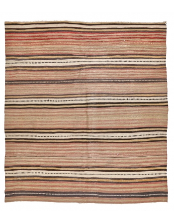 Decorative Striped Vintage Kilim Rug - 6`5" x 7`1"