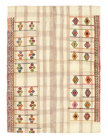 Embroidered Vintage Small Kilim Rug - 3`7