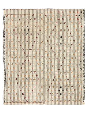 Embroidered Vintage Turkish Kilim - 5`9