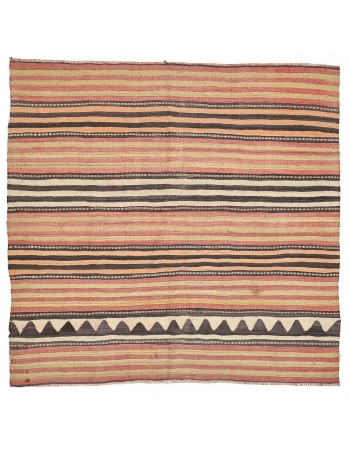 Faded Striped Vintage Turkish Kilim Rug - 5`9" x 5`11"