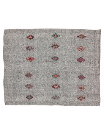 Gray Embroidered Vintage Kilim - 7`5