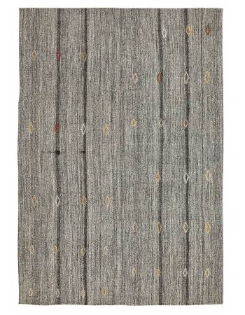 Gray Vintage Modern Kilim Rug - 6`3" x 9`2"