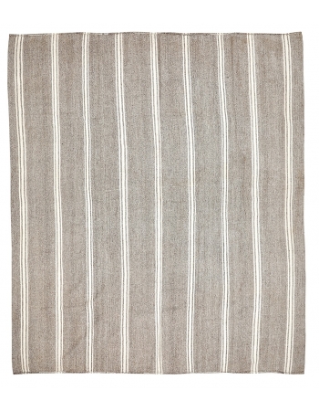 Large Gray & White Striped Kilim Rug - 10`0" x 11`2"