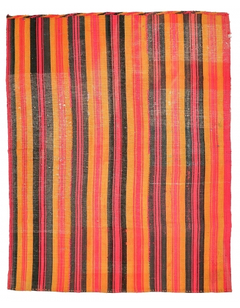 Pink & Yellow Vintage Kilim Rug - 7`3" x 9`2"