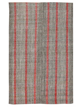 Red & Gray Vintage Kilim Rug - 5`11" x 9`5"