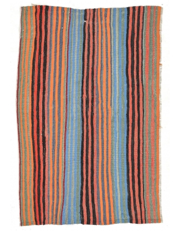 Small Colorful Striped Kilim Rug - 3`3" x 4`7"