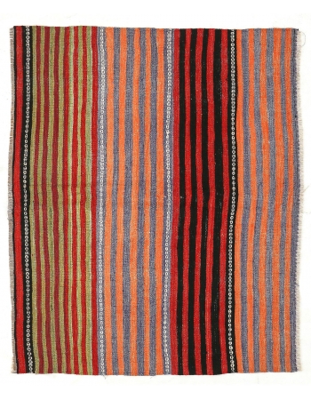 Small Vintage Striped Kilim Rug - 4`5" x 5`1"