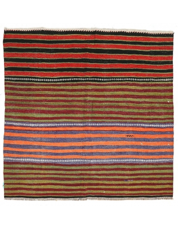 Square Striped Vintage Kilim Rug - 4`11