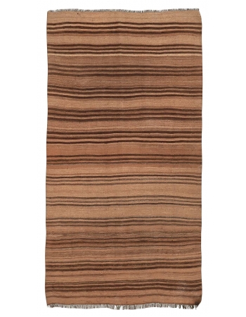 Striped Brown Vintage Kilim Rug - 3`8" x 7`3"