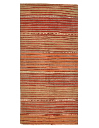 Striped Decorative Vintage Kilim Rug - 4`3" x 9`2"