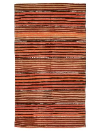 Striped Turkish Vintage Kilim Rug - 5`2" x 9`0"