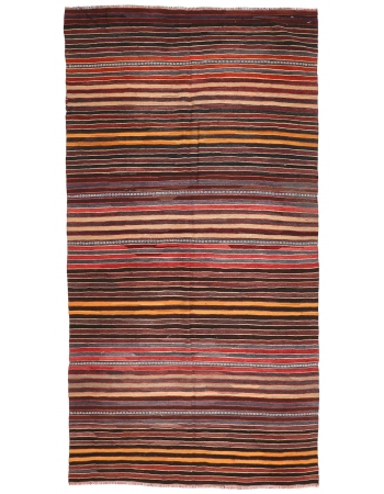 Striped Turkish Vintage Kilim Rug - 5`3" x 9`10"