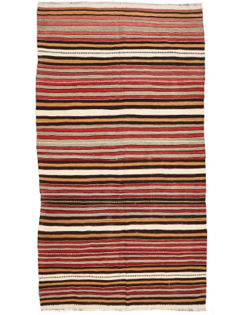 Striped Turkish Vintage Kilim Rug - 5`9" x 10`6"