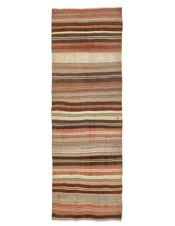 Striped Vintage Kilim Runner - 3`9" x 11`0"