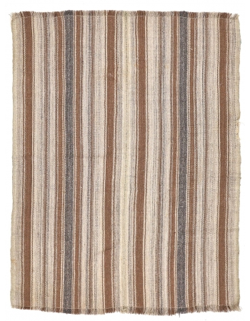 Striped Vintage Natural Kilim Rug - 5`0" x 6`7"