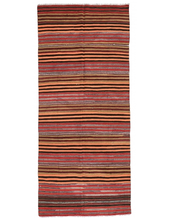 Striped Vintage Turkish Kilim Rug - 4`7