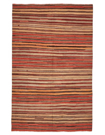 Striped Vintage Turkish Kilim Rug - 4`7" x 7`7"