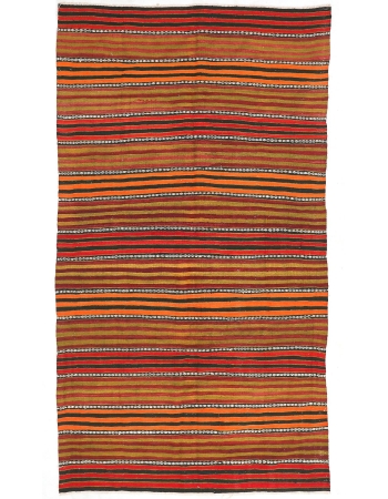 Striped Vintage Turkish Kilim Rug - 5`1" x 10`0"